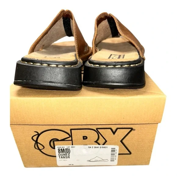 GBX Men’s Brown Leather Slip-On Sandals Size 8M Open Toe Casual Travel - Picture 4 of 10